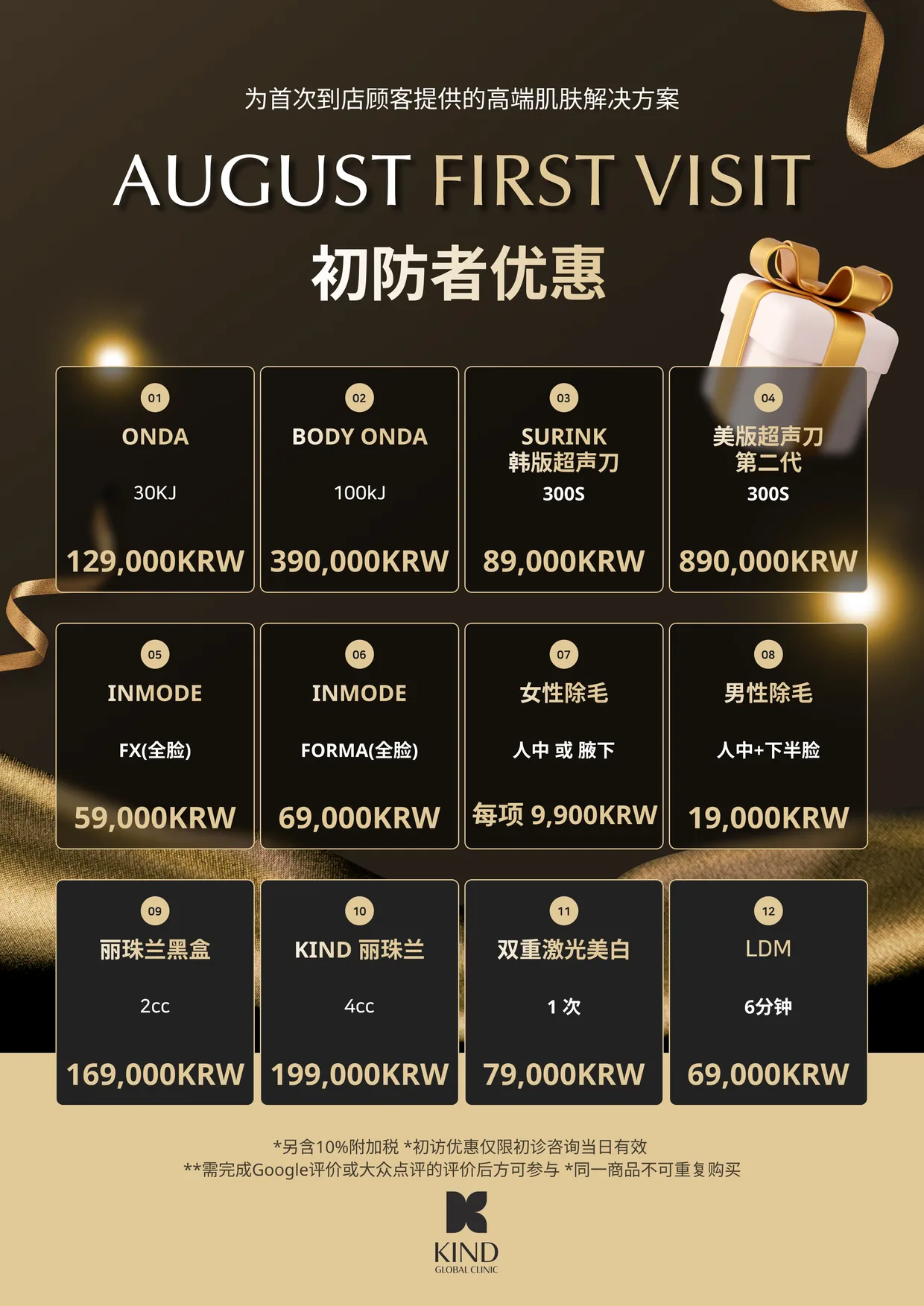 KIND Global Clinic 优惠与价格表 2