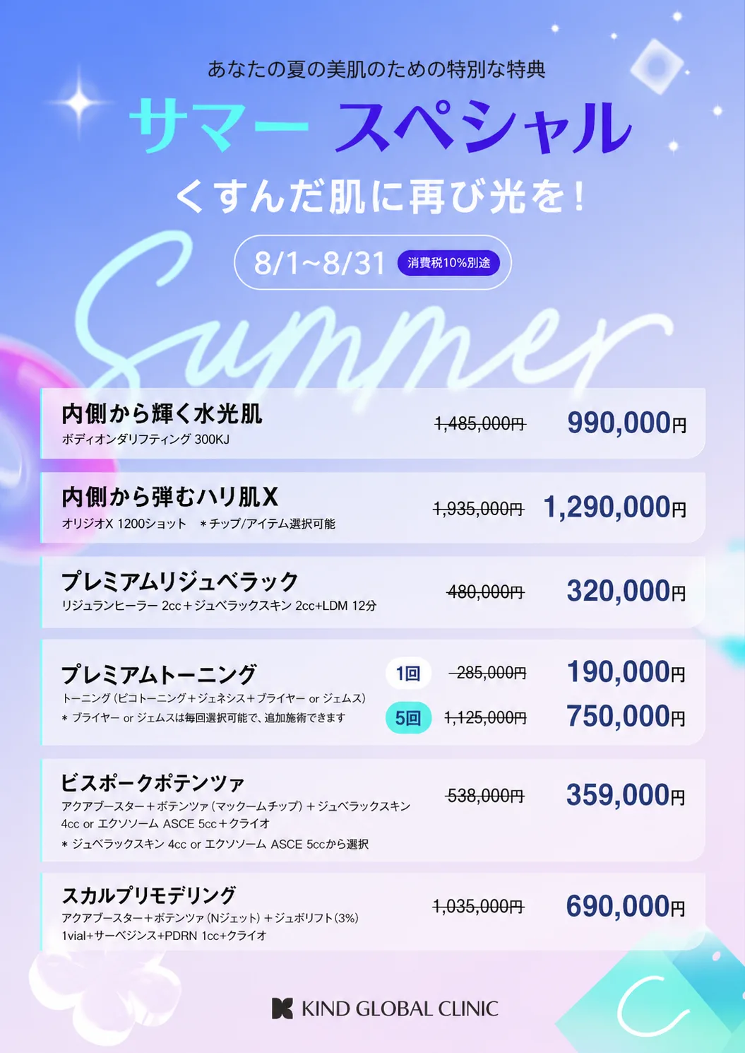 KIND Global Clinic プロモーション・料金表 1